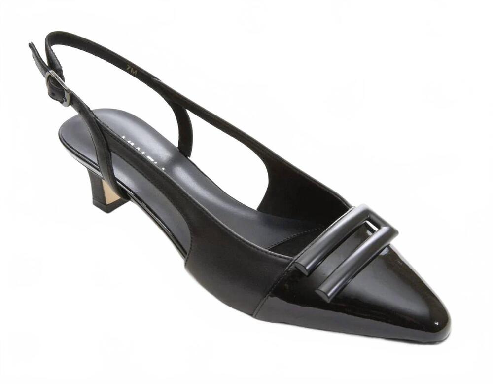NEW VANELI women's tady slingback pump in black nappa w/black patent